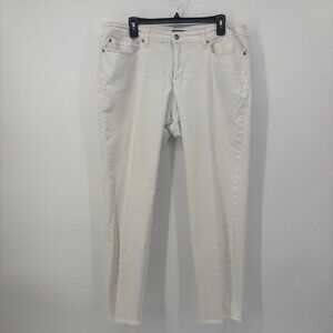 Eileen‎ Fisher White Skinny Jeans Women's Size 16 Stretch Raw Hem